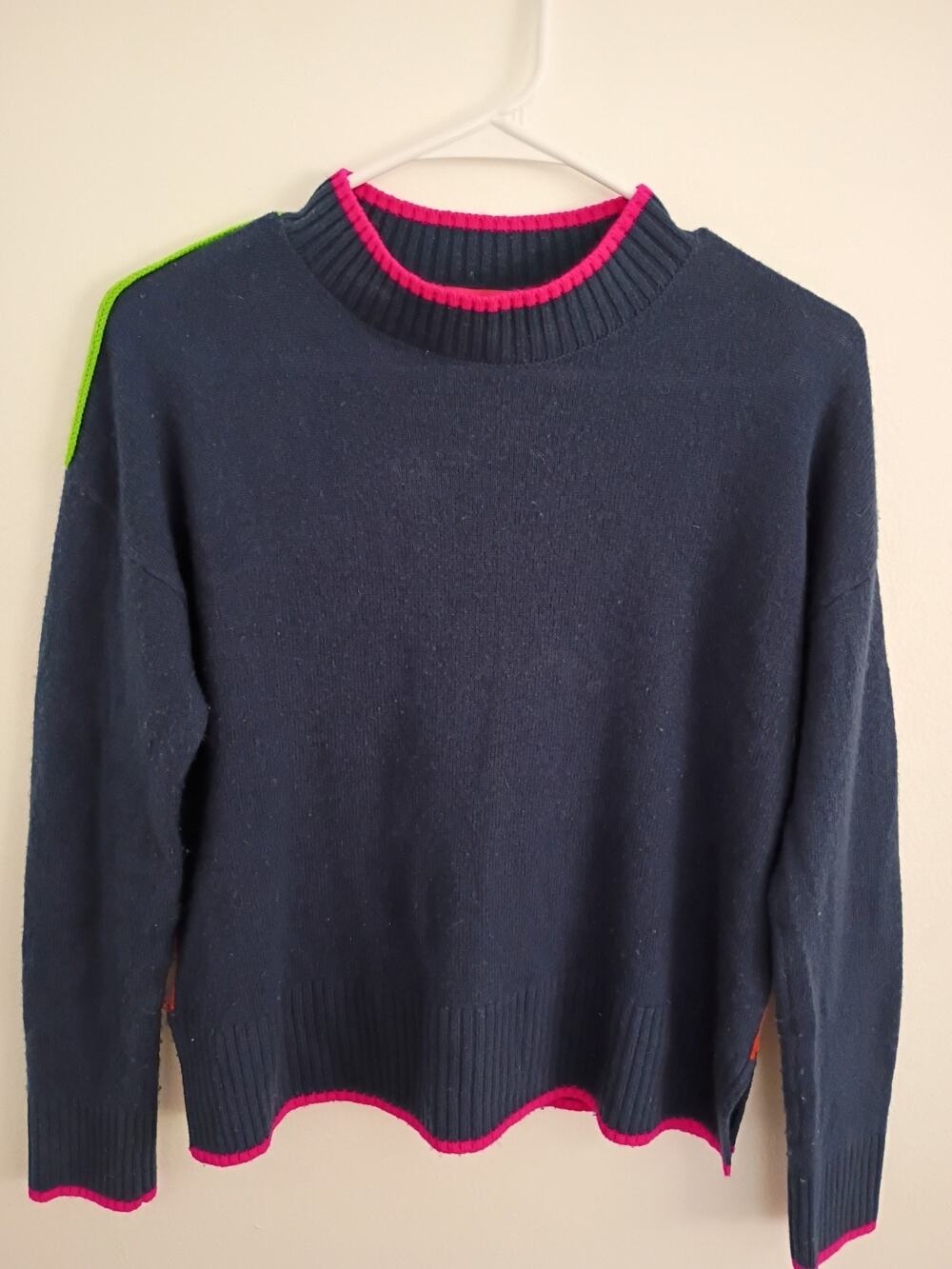 Vilagallo Women's Pink Crew Neck Sleeve Knit Pullover Sweater Small